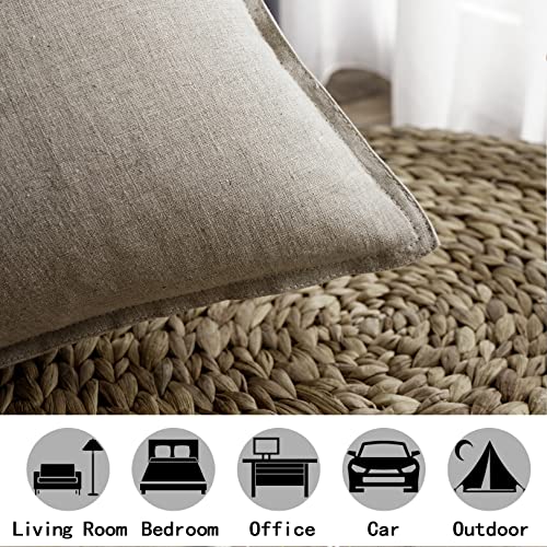 Jeanerlor Cotton Linen Decorative 12"x20" Lumbar Throw Pillow Case Cushion Cover with Twin Needles Stitch on Edge,for Wedding/Party/Gift/Car (30 x 50cm), Gray - color: Grey, size: 20" x 12" (Pack of 1)