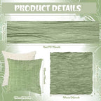 Beeveer 91 x 71 Extra Large Outdoor Boho Picnic Blanket with Sage Green Table Runner, 6 Throw Pillow Covers 6 Napkins Woven Cotton Yarn Oversize Beach Blanket Washable Picnic Camp Wedding - color: Sage Green