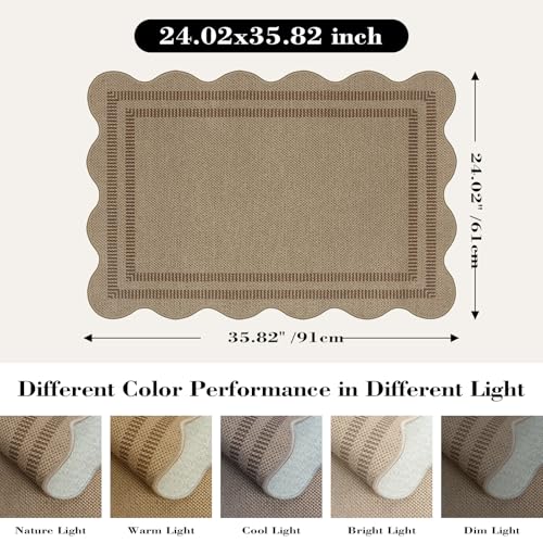 Easy Jute Outdoor Mats for Front Door, 2x3 Small Washable Kitchen Rugs, Farmhouse Brown Throw Rug Non Slip Indoor Outdoor Carpet for Entryway Porch Foyer - color: Brown Geometric-2, size: 2'x3' (Rectangular)