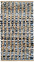 SAFAVIEH Cape Cod Collection Accent Rug - 2' x 3', Natural & Blue, Handmade Flat Weave Coastal Braided Jute, Ideal for High Traffic Areas in Entryway, Living Room, Bedroom (CAP352A) - size: 2' x 3' (Rectangular)