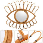 TOYANDONA Rattan Wall Mirror Decorative Woven Vanity Mirror 48x39cm Handwoven Boho Style for Bedroom Entryway Home Décor