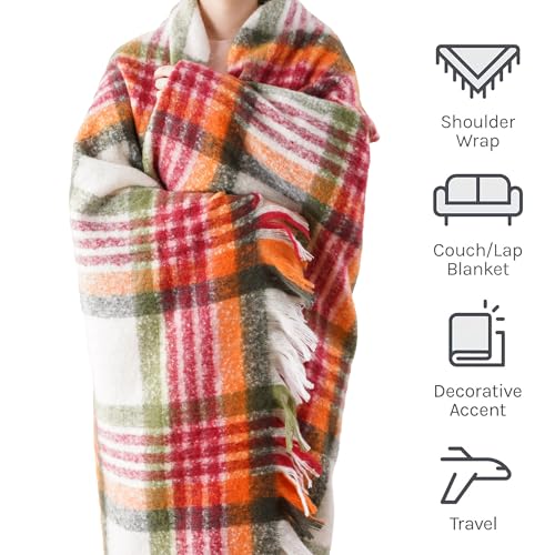 Battilo Christmas Plaid Throw Blanket, Soft Tartan, 50 x 60 in, Red Green - color: Red Green