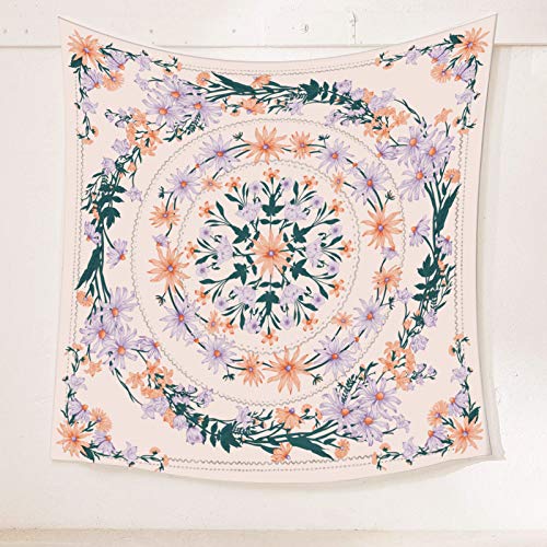Simpkeely Pink Mandala Floral Medallion Tapestry, Sketched Clara Flower Plant Boho Wall Hanging, Bohemian Tapestries for Bedroom Living Room Dorm Home Décor 59.1 x 59.1 Inches (Pink) - color: Pink, size: 59.1"L x 59.1"W