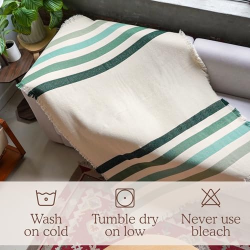 Laurel Ridge Striped Afghan Throw Blanket | Thick & Cozy | Cotton USA Made (73x48) - color: Laurel Ridge