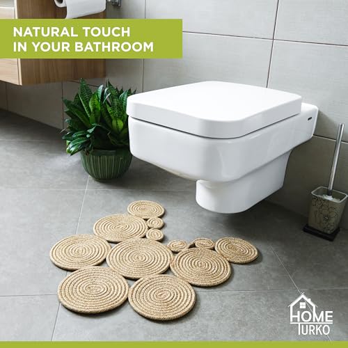 Boho Jute Bath Mat | Handmade Washable Toilet Rug | Modern Bathroom Rug | Double Sided Woven Boho Bathroom Decor | 23.6 x 15.7 inches - color: Standart