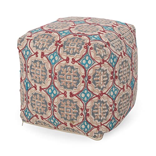 Foamma Pouf Ottoman Multicolored, 16"x16"x16" - Square Ottoman Foot Rest for Living Room and Bedroom, Pouf Footstool, Foot Rest for Couch, Boho Furniture for Home - color: Multi Color