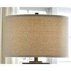 Signature Design by Ashley Tailynn Modern 25.25" Glass Table Lamp with Hardback Shade, Clear - color: Taupe With Clear