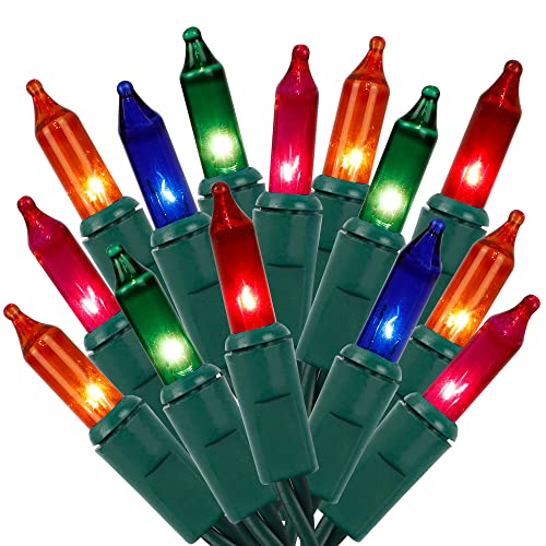 LJLNION Christmas Lights, 150 Count 33 FT Green Wire Xmas Tree Lights, 120V UL Certified Connectable for Holiday Party Outdoor Indoor Decoration, Multicolor - color: Multicolor