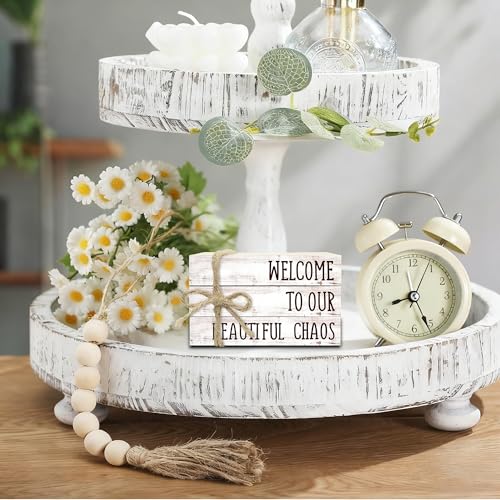 Ycyfckdr Decorative Wood Book Stack for Home, Welcome to Our Beautiful Chaos, Rustic Table and Living Room Bookshelf Farmhouse Decor (L70) - color: Welcome 6