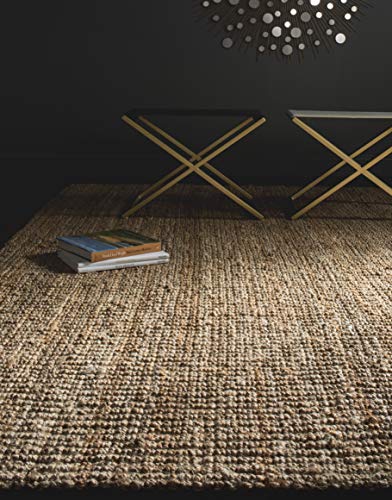 SAFAVIEH Area Rug 8x10 - Natural Fiber Collection - Large - Natural Brown, Handmade Jute, Farmhouse Style, Chunky Textured Thick Pile (NF447A) - color: Natural, size: 8' x 10' (Rectangular)