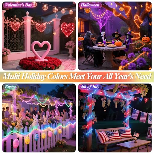 Lovelite 200 LED Fairy Lights Color Changing, 66 FT 35 Colors 4th of July Fairy Lights with Remote, Red White and Blue String Lights for Bedroom Christmas Holiday Wedding Party Indoor Outdoor Decor - size: 200LED/66FT (Adapter)