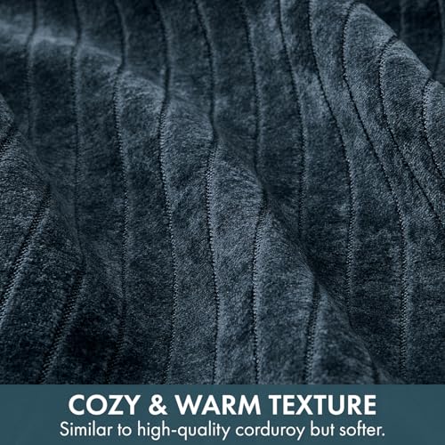 MIULEE Set of 2 Navy Blue Decorative Throw Pillow Covers 20x20 Inch, Thick Soft Textured Striped Cushion Covers, Modern Solid Color Farmhouse Boho Pillow Case for Sofa Couch Bed Living Room - color: Navy Blue, size: 20" x 20" (Pack of 2)
