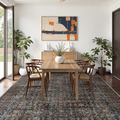 Collive Large Area Rug for Living Room 10x14, Machine Washable Antique Distressed Rugs for Bedroom, Soft Non-Slip Low Pile Indoor Floor Accent Carpet for Office Dining Room - Brick - color: Antique, size: 10' x 14' (Rectangular)
