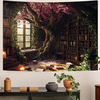 Richldeas Bookshelf Tapestries Cherry Blossom Tree Tapestry Bookshelf Tapestry Wall Hanging Posters for a Windowless Office RITAYW365 - color: Pink, size: Customsize