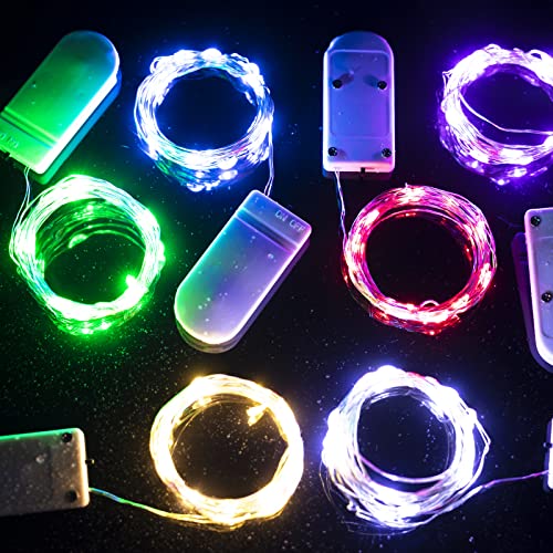 Brightown 12 Pack Led Fairy Lights Battery Operated String Lights Waterproof Silver Wire 7 Feet 20 Led Firefly Starry Moon Lights for DIY Wedding Party Bedroom Patio Christmas (12 Pack, Blue & White) - color: Blue & White, size: 12 Pack