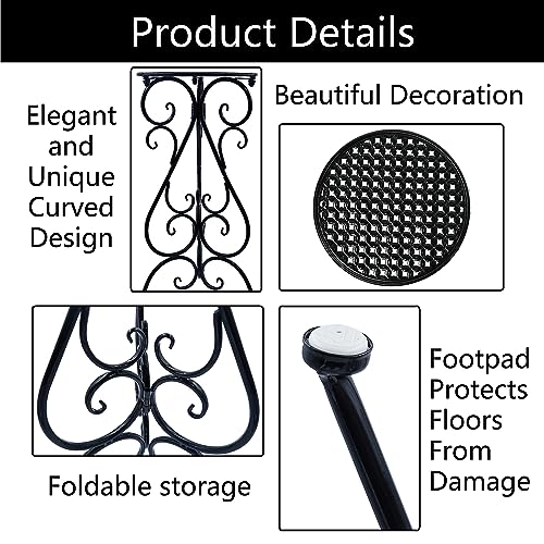 NAKUPE Metal Plant Stand Indoor Outdoor, Single Flower Pot Stands 22.5 Inch Tall, Planter Pedestal Holder for Patio Corner Garden Porch Farmhouse, Black(1 Pack)