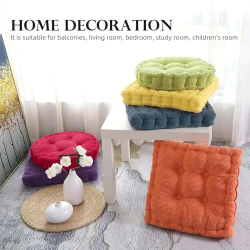 2 Pack Large Square and Round Floor Cushions for Adults Meditation Floor Pillow Green Corduroy Floor Seat Pillows Cushion for Living Room Balcony Tatami Yoga,18x18 Inch - color: Green