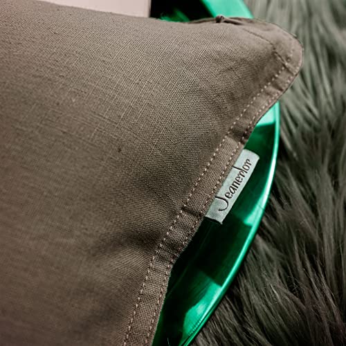 Jeanerlor Natural Cotton Linen Green Decorative 12"x20" Throw Pillow Case Cushion Cover with Twin Needles Stitch on Edge for Lumbar, (30 x 50cm), 2 Pcs, Khaki - color: Khaki, size: 20" x 12" (Pack of 2)
