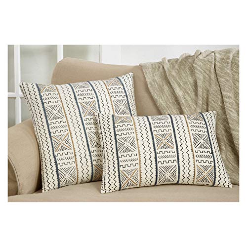 White African Mud Cloth Inspired Decorative Throw Pillow - Cover (Filling Not Included), 14" X 20" Rectangular (1 piece), 100% Cotton - size: 20" x 14" (Pack of 1)