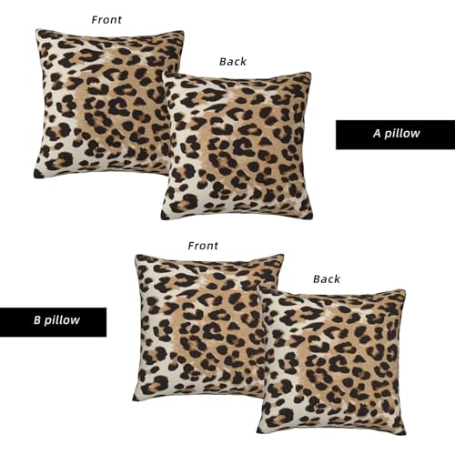 Brown Leopard Throw Pillow Covers 20x20 Inch Set of 2, Cheetah Print Pillow Cover Animal Theme Print Pillowcase Farmhouse Decorative Cushion Covers for Sofa Couch Living Room - color: Brown Beige, size: 20" x 20" (Pack of 2)