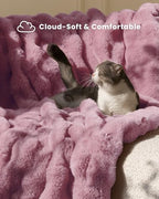 Ultra Soft Cozy Faux Fur Throw Blanket, Fuzzy Plush Thick Bubble Blanket, Oversize Luxury Fluffy Blanket for Couch, Sofa, Bedroom, and Living Room,50x60 Inches,Pink - color: Pink, size: Throw