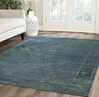 SAFAVIEH Vintage Collection Area Rug - 7'6" x 10'6", Turquoise & Multi, Oriental Distressed Viscose Design, Ideal for High Traffic Areas in Living Room, Bedroom (VTG117-2220)