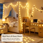 33Ft 80LED Star String Lights Battery and USB Operated, Warm White Star Fairy String Lights,Waterproof for Home Indoor Bedroom Wedding Room Dorm Wall Window Tent LoftBed Patio Party Decor