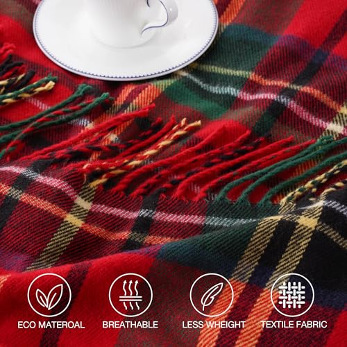 BATTILO HOME Christmas Red Plaid Throw Blanket for Couch, Bed, Super Soft Red Plaid Blankets,Soft Christmas Decorative Throw with Tassels 50"x60" - color: Christmas Red Plaid