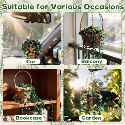 GUJYUYIF Green Glass Beads for Plant Making, Hanging Suncatchers Beading Kit for Jewelry Making DIY Craft Kit Plants Lover Gifts - color: Green