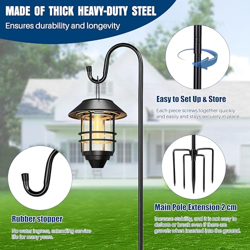 Ottsuls Shepherd Hooks with 5 Prongs Base for Outdoor - 76 Inch Adjustable Bird Feeder Pole for Outside Hanging, Garden, Hummingbird Feeder, Plant Baskets, Solar Light Lanterns, Wedding Decor (1 Pack) - size: 76 INCH, style: A-1 Pack