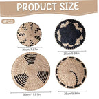 Wicker Wall Basket 4Pcs 8in/10in/12in Round Wall Basket Decor Boho Woven Wicker Hanging Decorative Ideal for Home Office Club Party