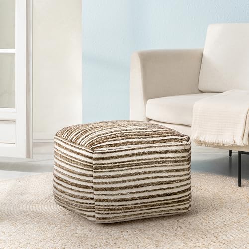 Anji Mountain Pouf Ottoman Foot Rest, Handmade Ottoman Pouf, Comfortable Foot Stool, Decorative Floor Seating for Living Room Decor, Bedroom & Home Décor Accent - Brown - color: Brown