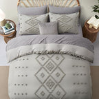 Oli Anderson Tufted Duvet Cover King Size, Soft and Lightweight Duvet Covers Set for All Seasons, 3 Pieces Boho Embroidery Shabby Chic Bedding Set (Light Grey, King, 104''x90'') - color: Light Grey, size: King(104"×90")