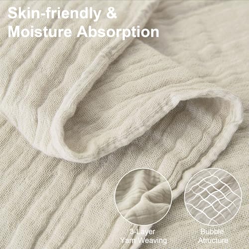 Cotton Muslin Throw Blanket with Tassels, Lightweight Woven Gauze, Pre-Washed Breathable Farmhouse Decor for Bed, Couch, All-Season Use (Beige, 50" x 60") - color: Beige, size: 50" x 60"