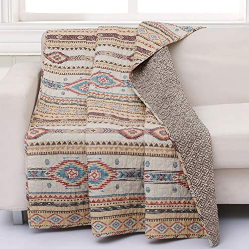 Barefoot Bungalow Phoenix Quilted Throw Blanket, 50 x 60 inches, Tan