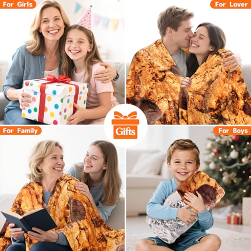 CASOFU Cookies Blanket, White Elephant Gift for Adults Teens Kids Men Women, 285 GSM Soft and Comfortable Flannel Realistic Food Blanket Funny Birthday Gag Gifts for Boys and Girls(Caramel, 60 inches) - color: Caramel, size: 60 inches