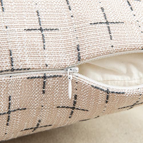 MIULEE Pack of 2 Decorative Burlap Linen Christmas Throw Pillow Covers Modern Farmhouse Pillowcases Rustic Woven Textured Cushion Cover for Sofa Couch Bed 16x16 Inch Beige - color: Beige, size: 16" x 16" (Pack of 2)