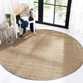 SAFAVIEH Area Rug 3' Round - Natural Fiber Collection - Natural & Grey, Seagrass, Basketweave Pattern with Border (NF114P) - color: Natural/Grey, size: 3' (Round)