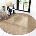 SAFAVIEH Area Rug 6' Round - Natural Fiber Collection - Natural & Grey, Seagrass, Basketweave Pattern with Border (NF114P) - color: Natural/Grey, size: 6' (Round)