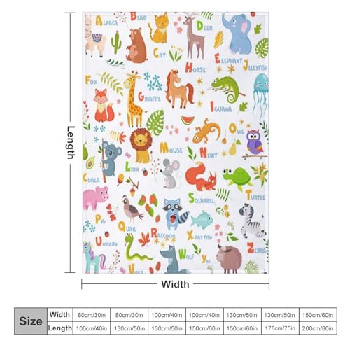 Animal Alphabet ABC Blanket,Cartoon Toddler Nature Forest Lion Tiger Education Learning Plants Flowers Animals Blanket for Couch Sofa Bed Decorative Gifts 30x40 - color: Blanket-27, size: 30"x40"