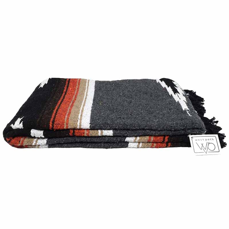 Open Road Goods Mexican Diamond Blanket - XL Heavyweight Yoga Blanket – Handmade in Mexico - Thick Boho Serape Saltillo Style Throw for Beach, Picnic, Home, Camping and More! (Charcoal Retro) - color: Charcoal Retro
