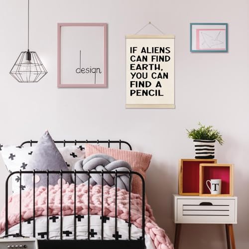 DOI-LANEE Funny School Classroom Posters Hanger Frame, Math Classroom Must Haves Canvas Wall Decor 16x12 Inch, Homeschool Decor, High School Gifts for English Teachers Students Teen Boys Girls - color: Off-White01