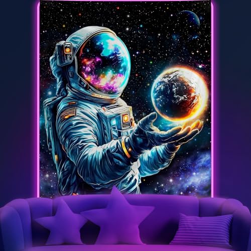 Apdidl Space Galaxy Poster Decor Tapestry for Bedroom, Astronaut Cool Planet Wall Hanging, Fantasy Outer Space Wall Tapestries Men, Funny Art Poster Aesthetic for Boys Guys Gamer Living Room 51" X 60" - color: Universe Astronaut Tapestry, size: 60"L x 51"