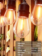 Svater Outdoor String Lights 150FT, E26 Socket, 48pcs S14 Shatterpoof Bulbs, 1 Watt Dimmable 2700K Warm White, IP65 Waterproof Commercial Grade Patio Lights（3 Pack X 50FT） - size: 150FT