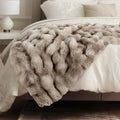 Ultra Soft Cozy Faux Fur Throw Blanket, Fuzzy Plush Thick Bubble Blanket, Oversize Luxury Fluffy Blanket for Couch, Bed, and Living Room, 60x80 Inches, Tie-Dye Light Taupe - color: Tie-dye Light Taupe, size: Twin