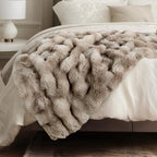 Ultra Soft Cozy Faux Fur Throw Blanket, Fuzzy Plush Thick Bubble Blanket, Oversize Luxury Fluffy Blanket for Couch, Bed, and Living Room, 60x80 Inches, Tie-Dye Light Taupe - color: Tie-dye Light Taupe, size: Twin
