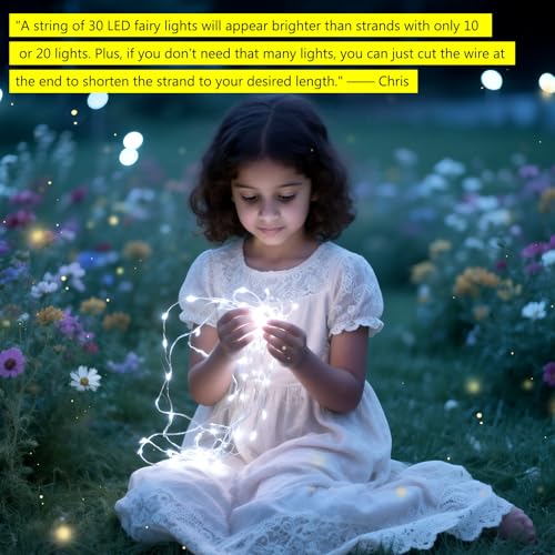 VOOKRY 32 Pcs Fairy Lights Battery Operated String Lights - 10 ft 30 LEDs Waterproof Silver Wire Mini Firefly Starry Moon Lights for DIY Crafts Wedding Party Table Centerpieces Christmas(Cool White) - color: Cool White, size: 32 Pack