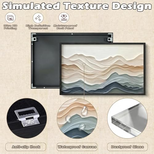 FAEKSUR Framed Abstract Neutral Wall Art for Living Room, Modern Watercolor Wave Landscape Canvas Print, Boho Minimalist Wall Art Home Decor for Bedroom, Dining Room, Office, 16x24 Inch