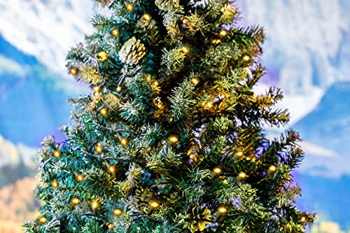 Novelty Lights 25ft 50 LED Yellow Christmas Lights Outdoor/Indoor, 6" Spacing, Green Wire String Lights for Festive Xmas Lighting, IP55, UL Listed, Dimmable, Connectable - color: Yellow