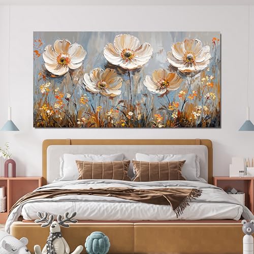 Canvas Wall Art Decor Art Work for Wall Decor Vintage Gold Wall Art Prints Wall Art Pictures for Living Room Nature Flower Wall Art Decorations Field Artwork for Walls Bedroom Office Decor 20" X 40" - color: XY-01G, size: 40"L x 20"W